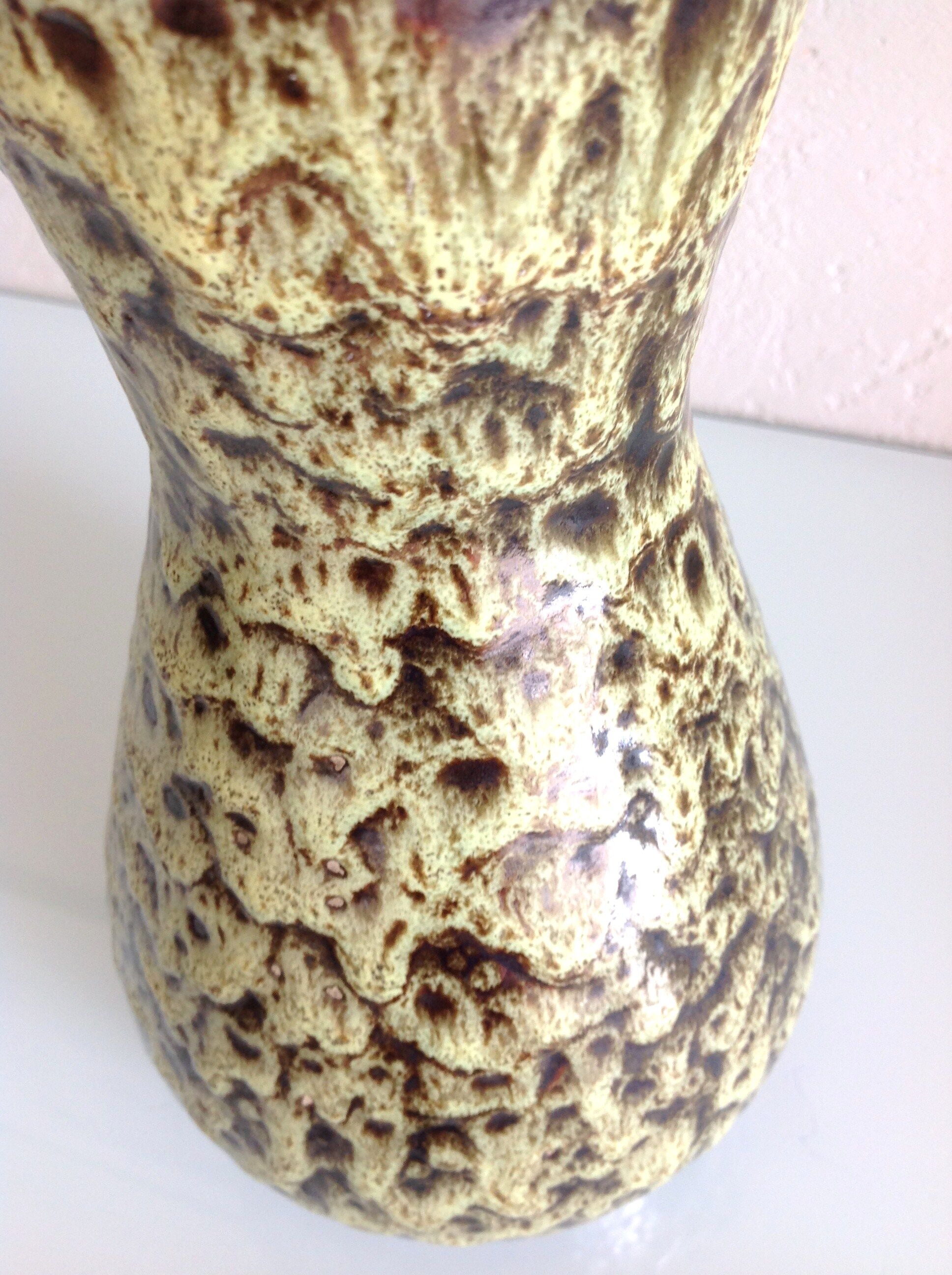Fat Lava olive green cerals vase, vintage 60/70