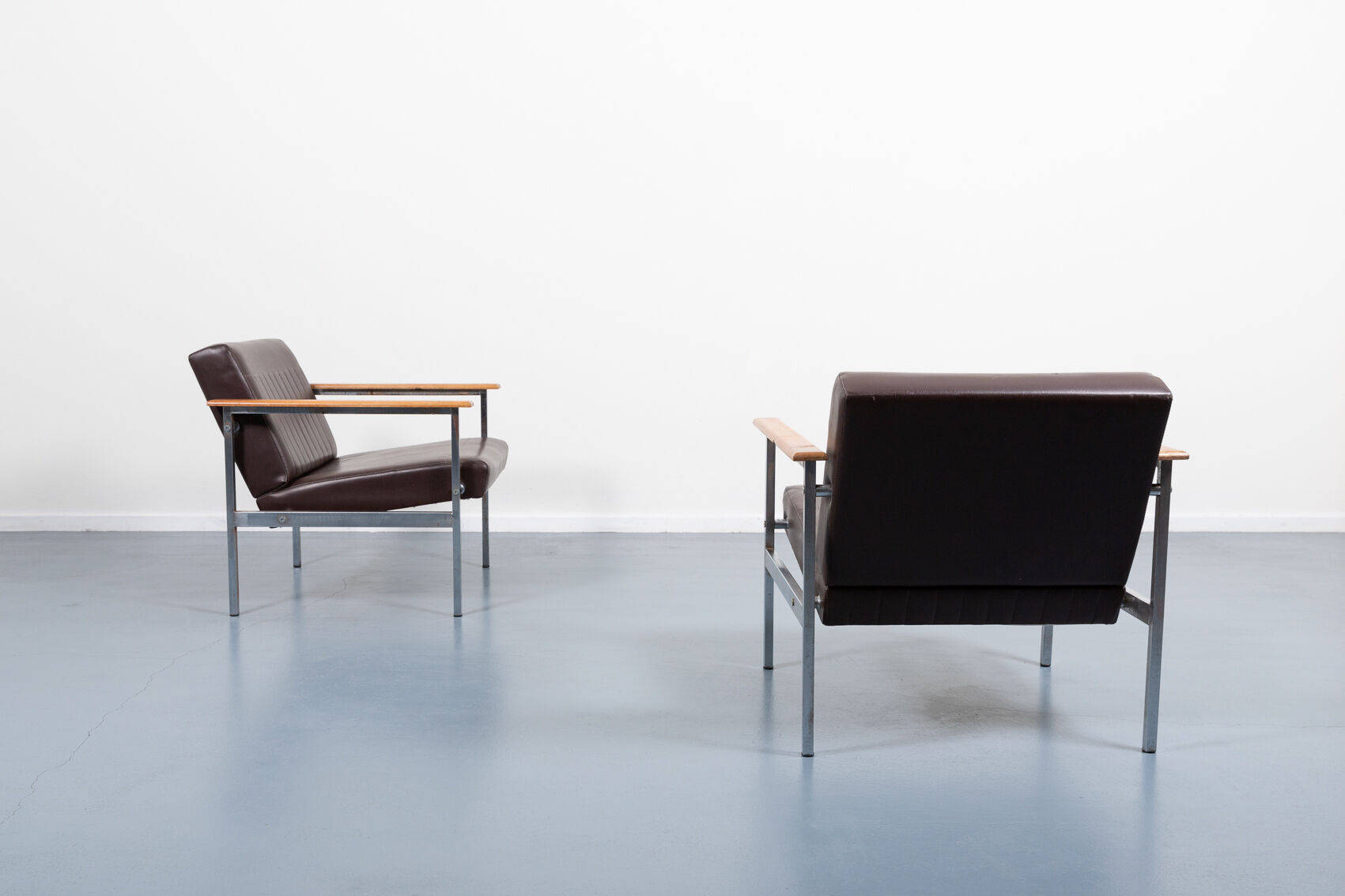 Pair of 1960s architectural armchairs