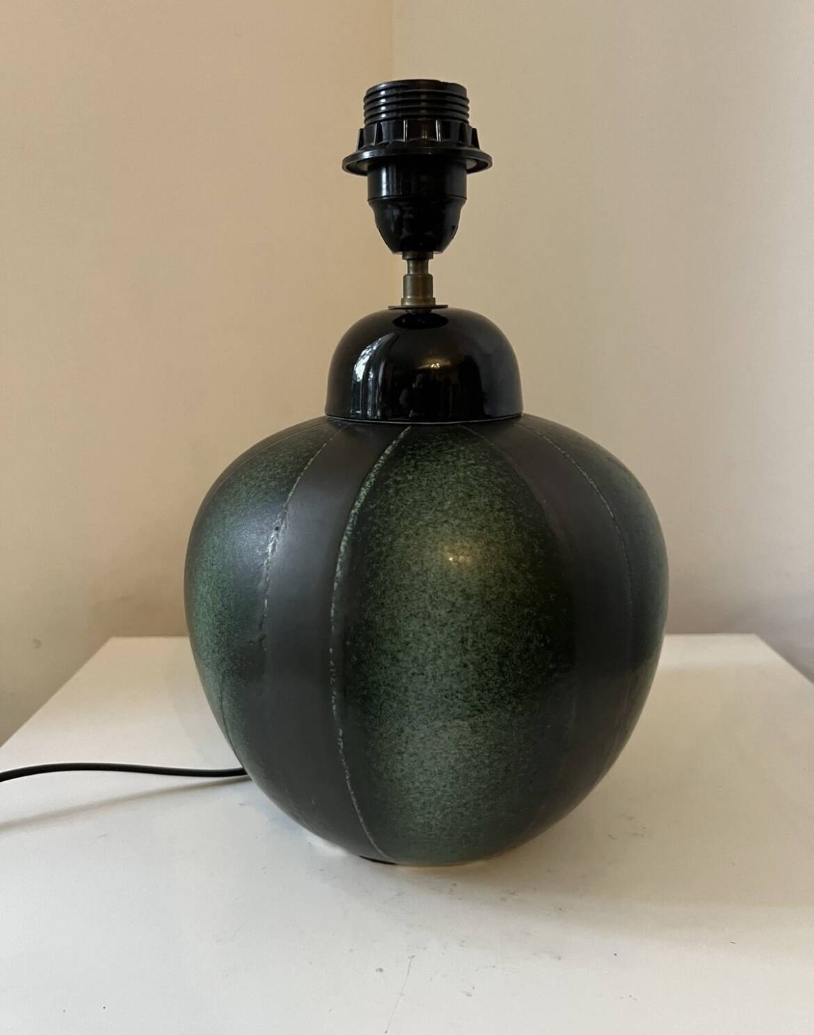 Vintage 1970s green and black ceramic lamp base