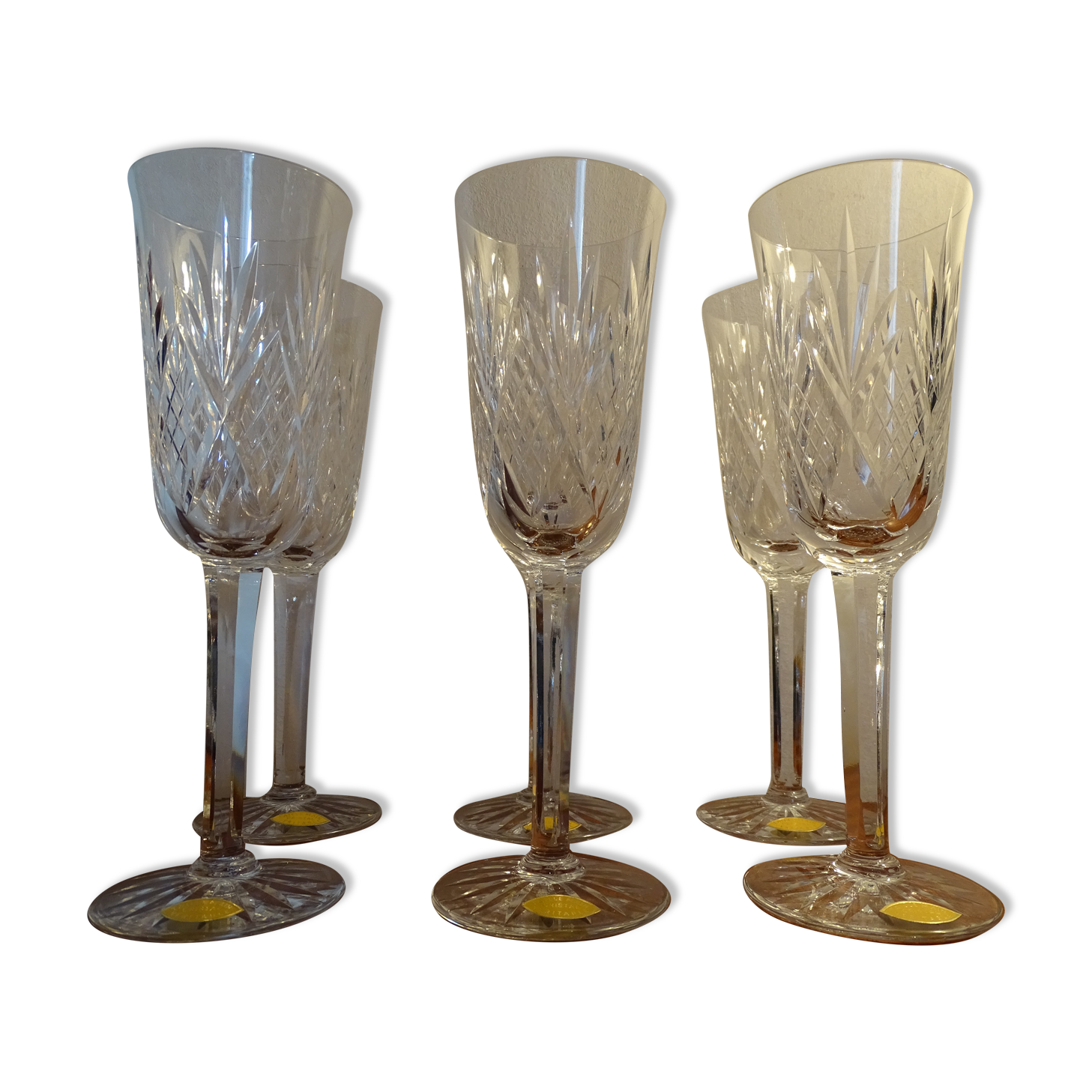 6 flutes champagne cristal de Lorraine taillé