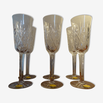 6 flutes champagne crystal of Lorraine cut
