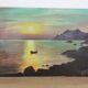 Marine painting, sunset on the esterel, oil on canvas
