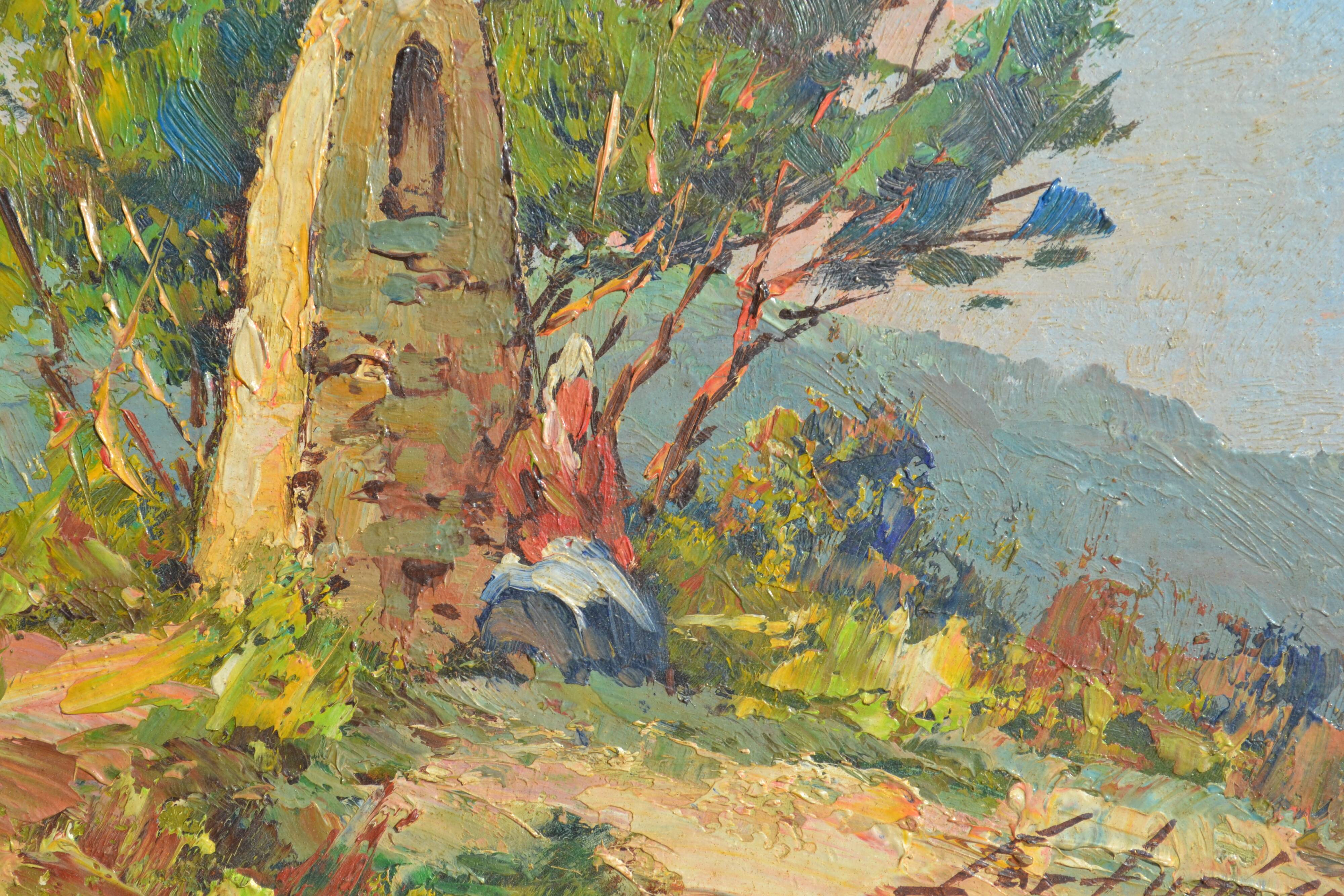Fortuné Car (1905-1970) painting of a Provençal landscape, oil on canvas.