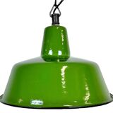 Suspension d’usine industrielle en émail vert de Zaos, années 1960