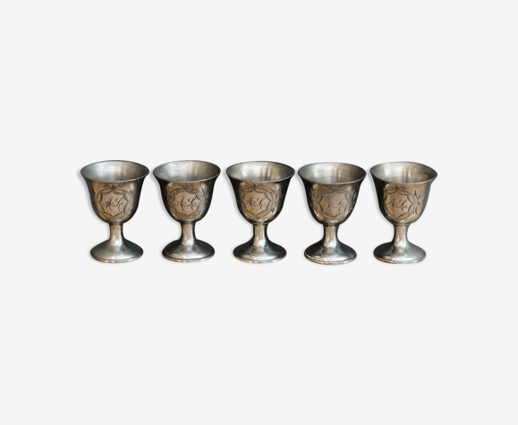 Set of 5 metal shells, monogrammed