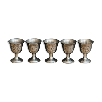 Lot de 5 coquetiers en métal monogrammés