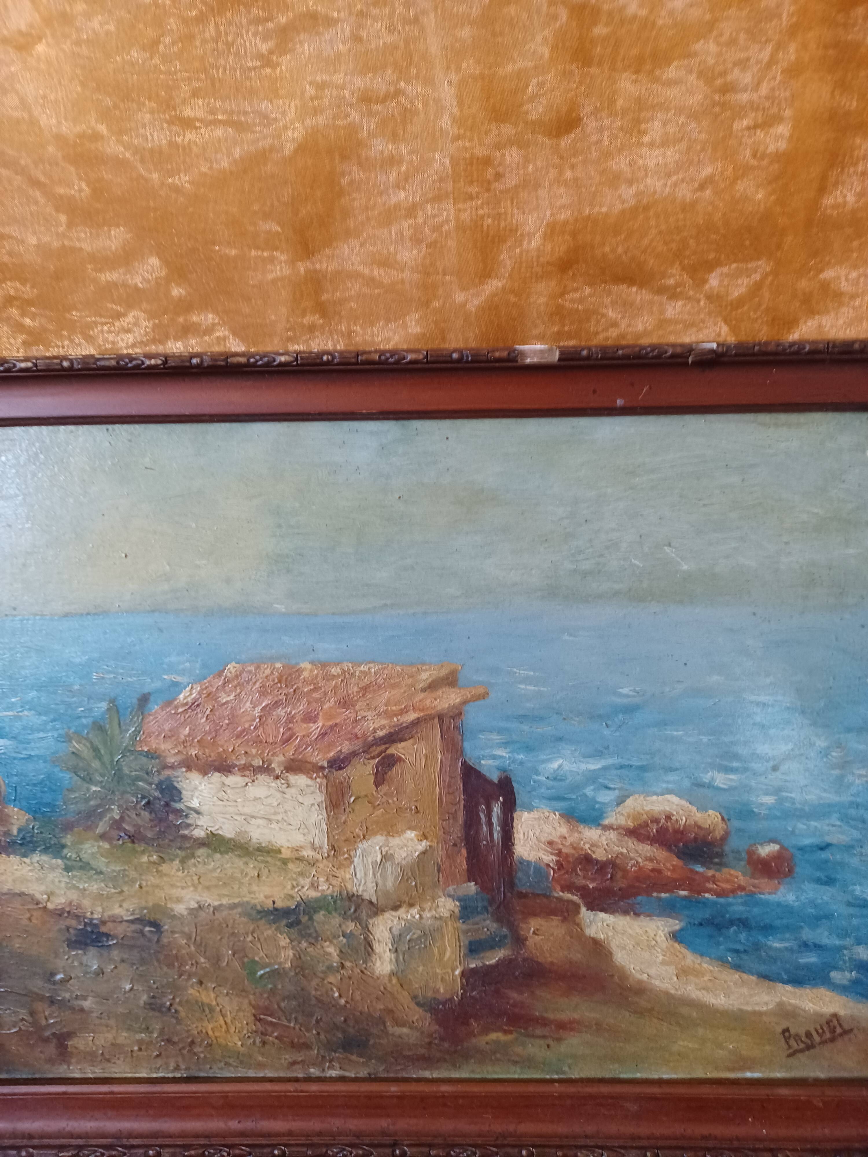 Painting Cabin by the beach signed