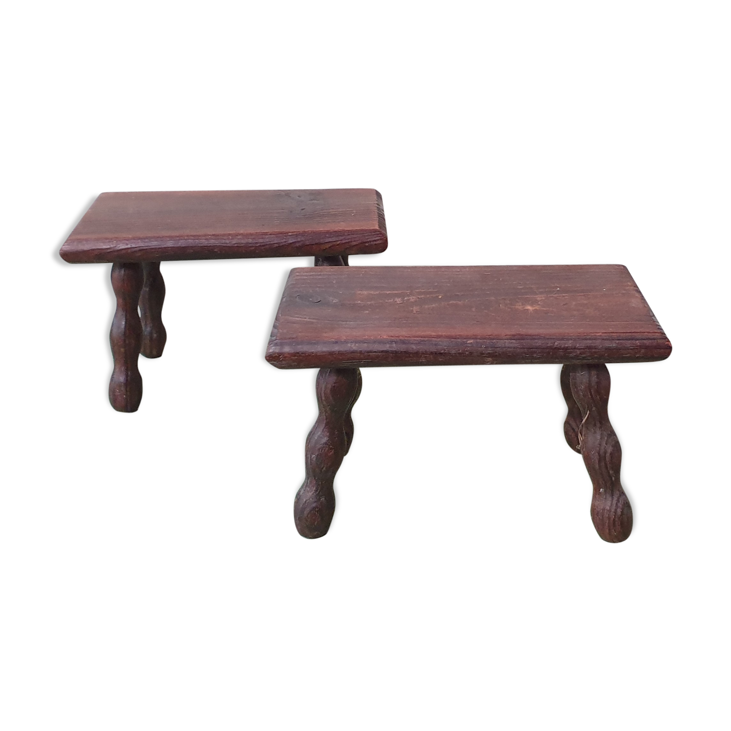 Lot de 2 repose-pieds petits bancs en bois