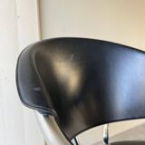 Set of four Italian black leather chairs, 1970