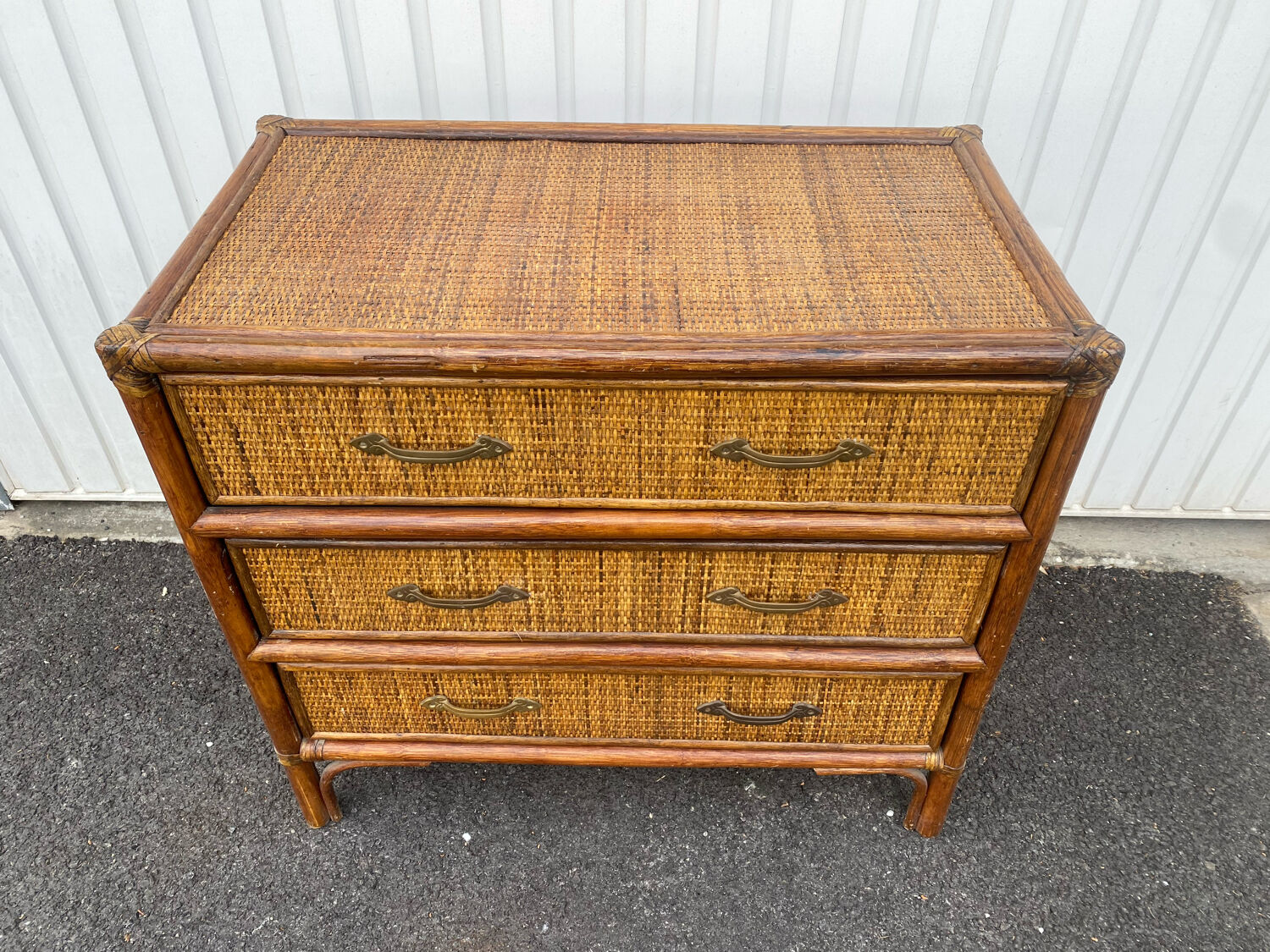 Commode rotin seventies