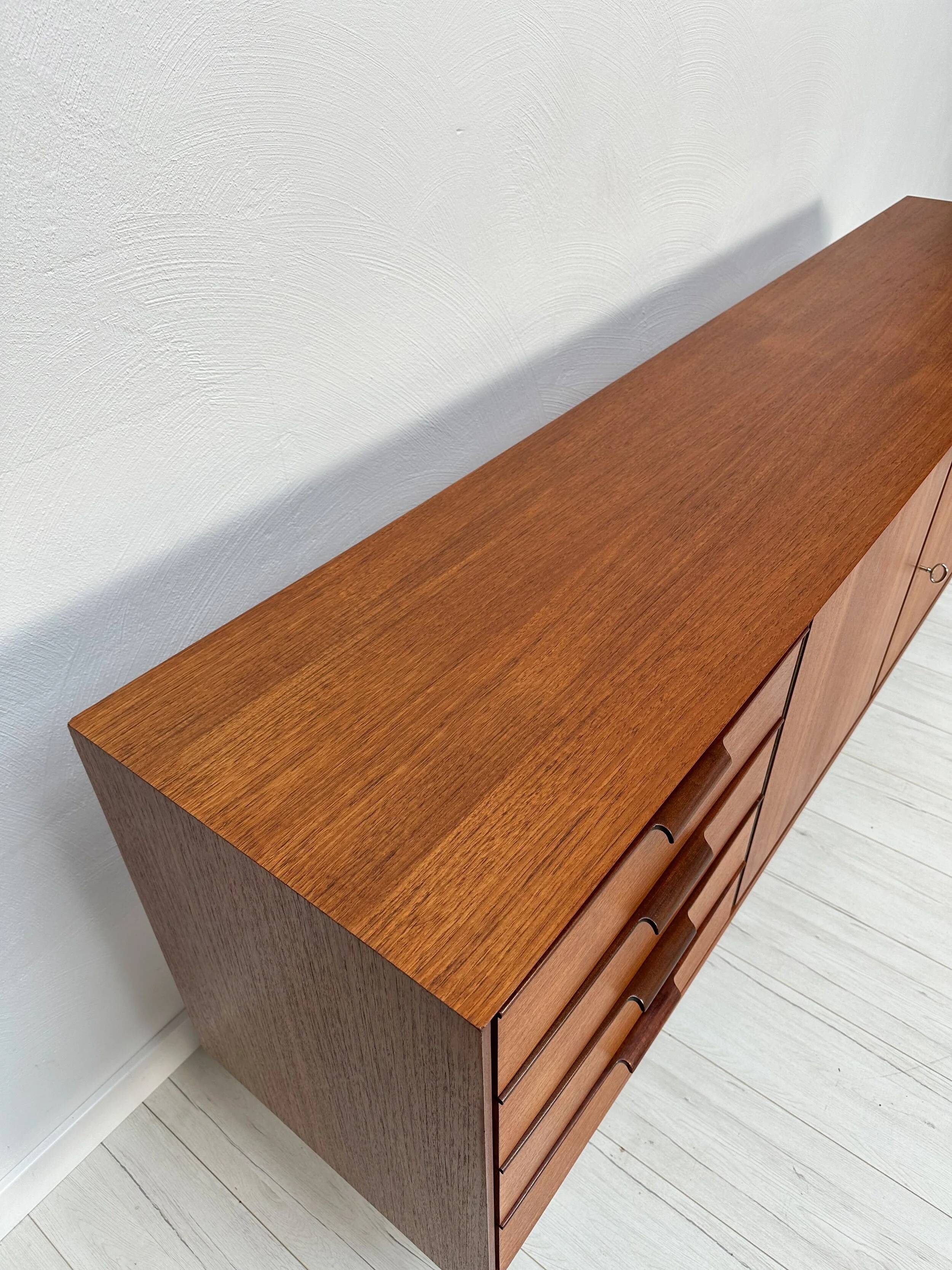 1960s Vintage Large Minimalistic Mid-Century Teak Sideboard