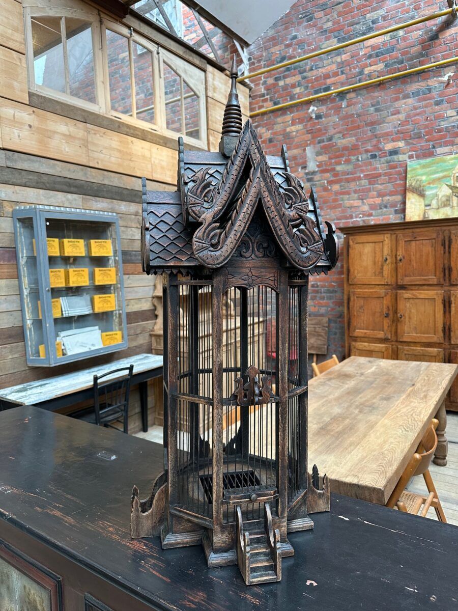 Handcrafted teak cage