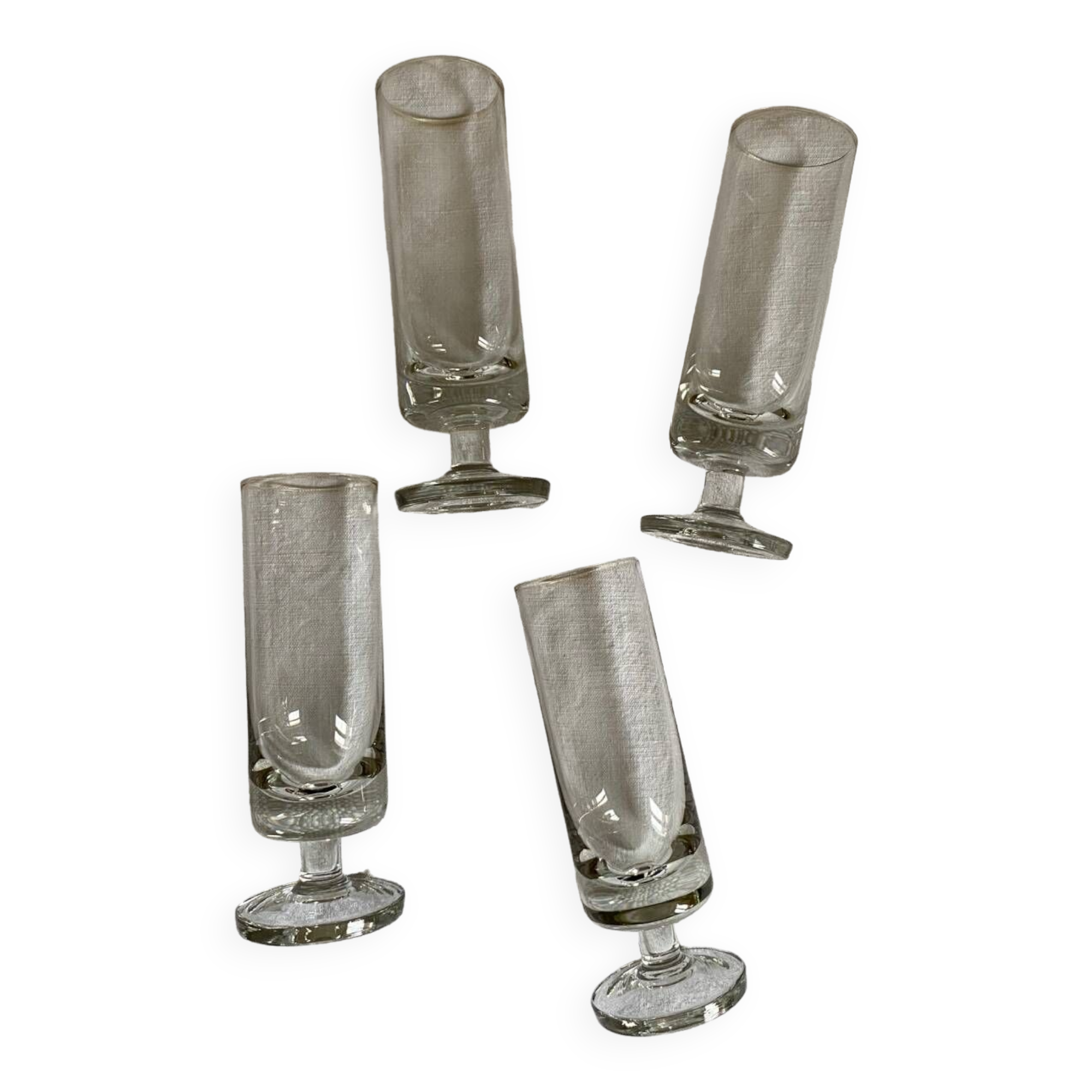 Set of 4 thick glass champagne flutes