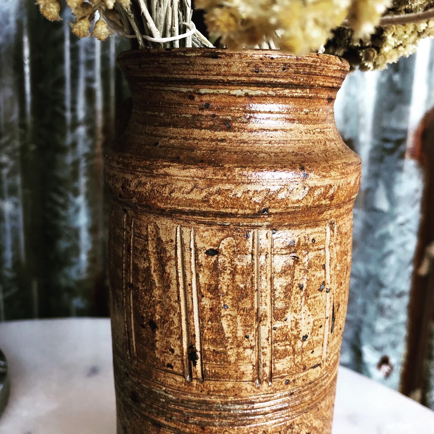 Stoneware candle holder vase