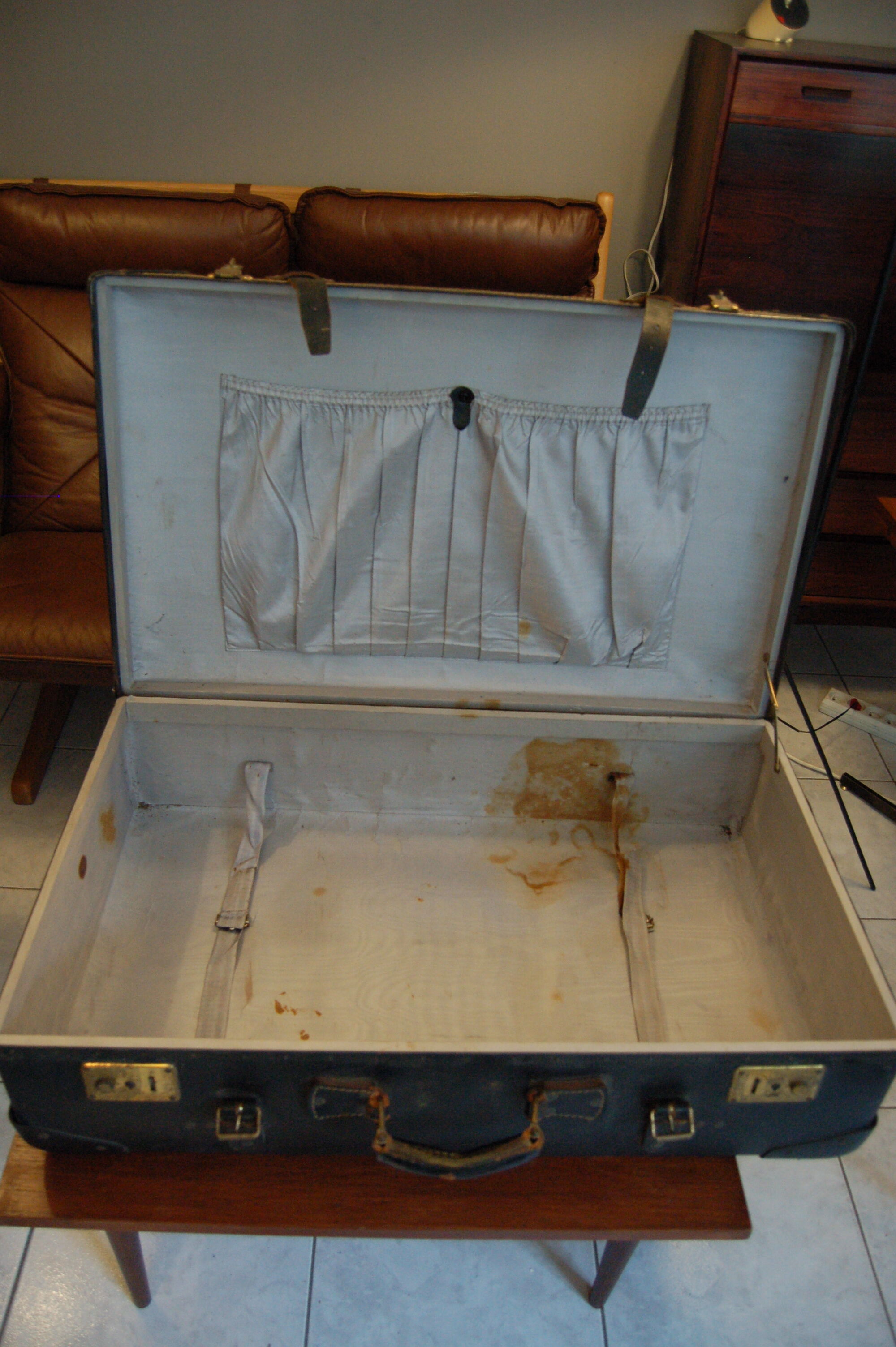 60s black vintage suitcase leather boiled cardboard