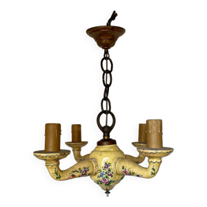 lustre à 4 feux en faïence - vers 1940