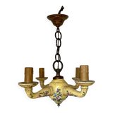 Chandelier with 4 lights in Saint-Aignan earthenware, circa 1940