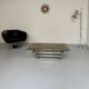Space coffee table from the 70s, tubular metal and glass, Italian design