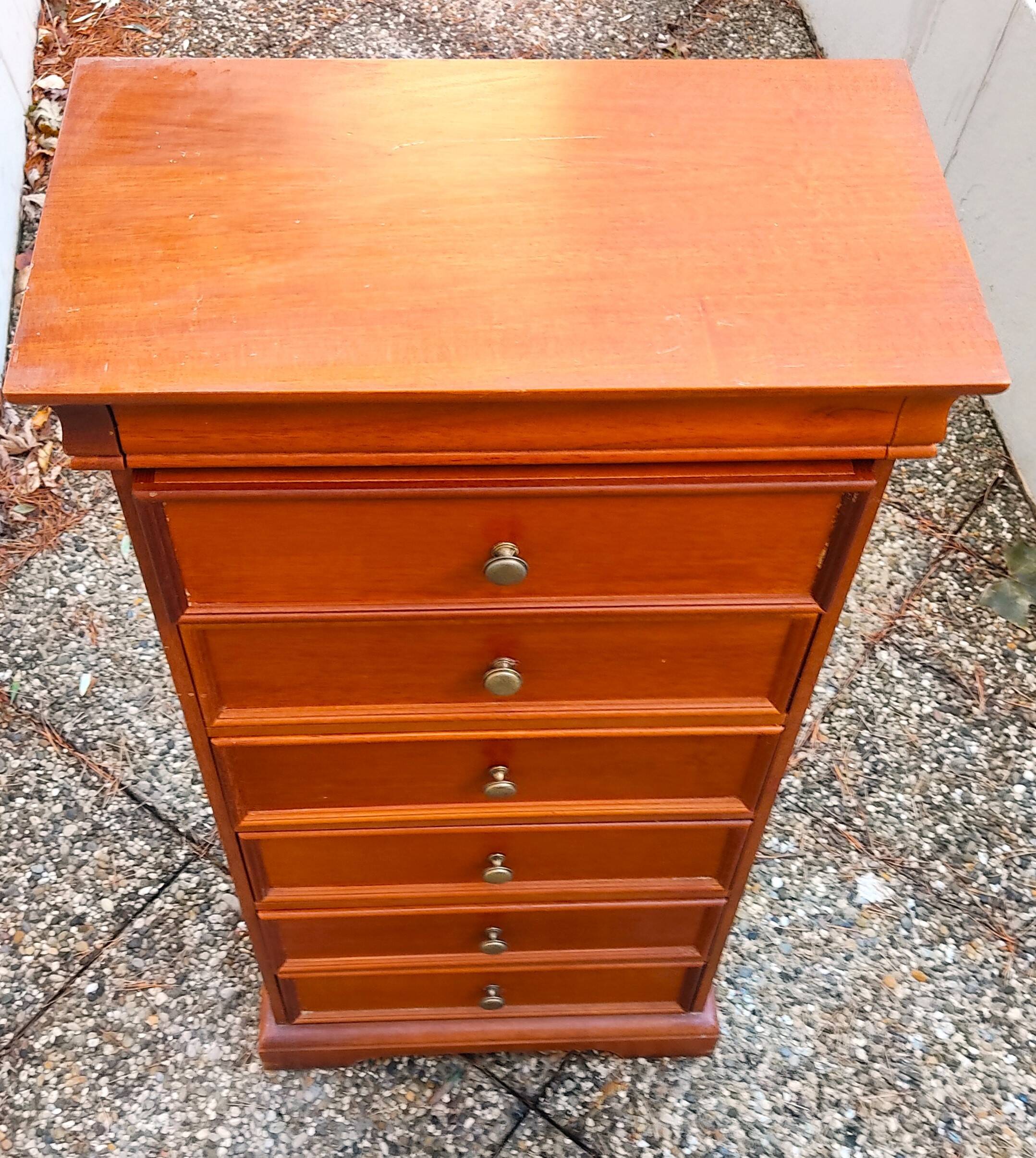 Weekly organizer in solid cherry, 7 drawers, classic Louis Philippe style