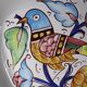 Large Italian wall plate Gubbio bird decor vintage painted pottery