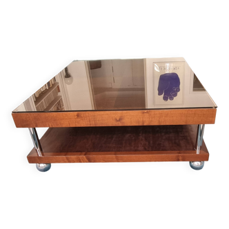 Wood and glass coffee table