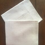 6 old damask linen napkins.