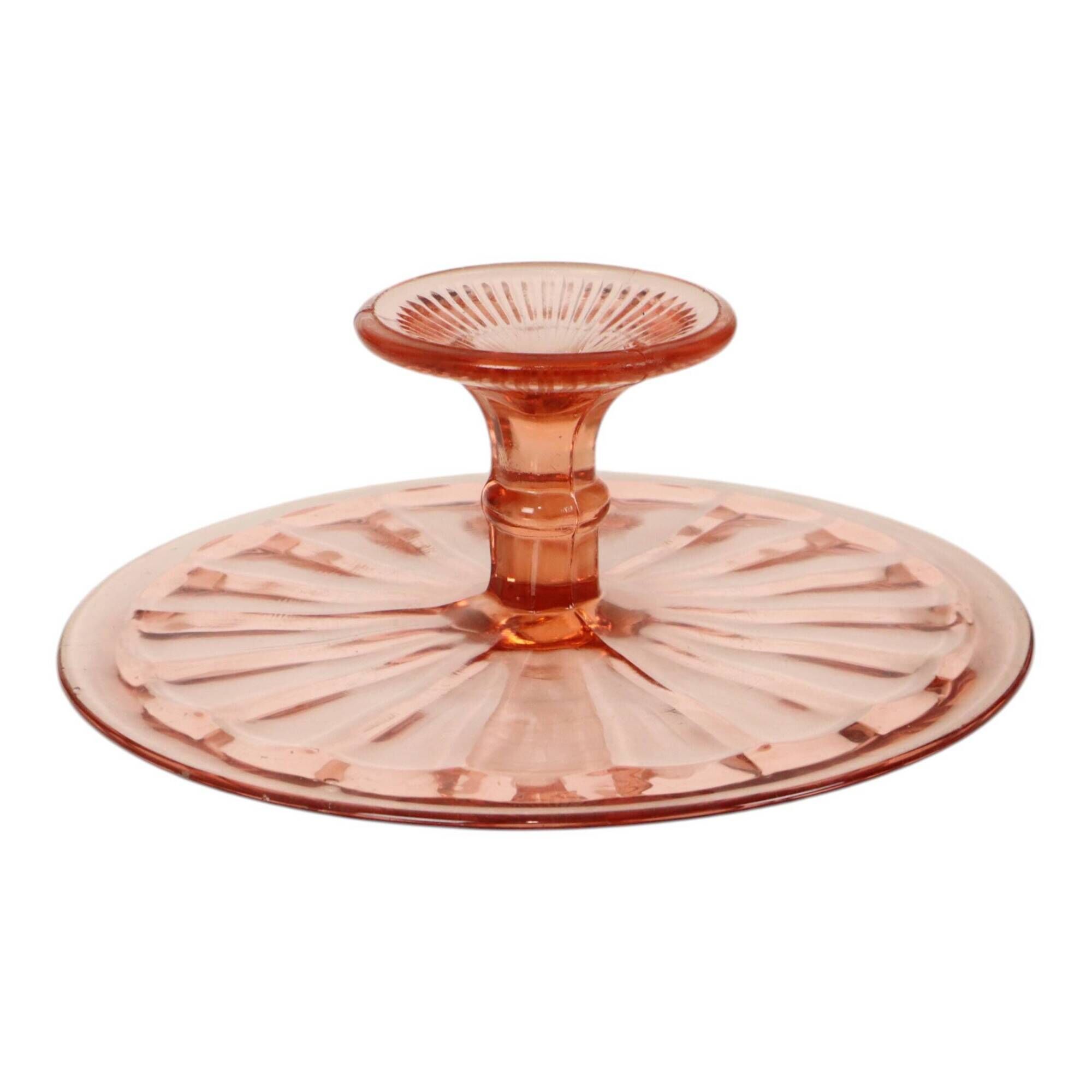 Pink Art Deco Cake Platter / Pastry Dish – Depression Glass