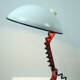 White and red steel desk lamp