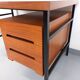 Vintage modernist double-sided desk in mahogany and black metal from the 1960s