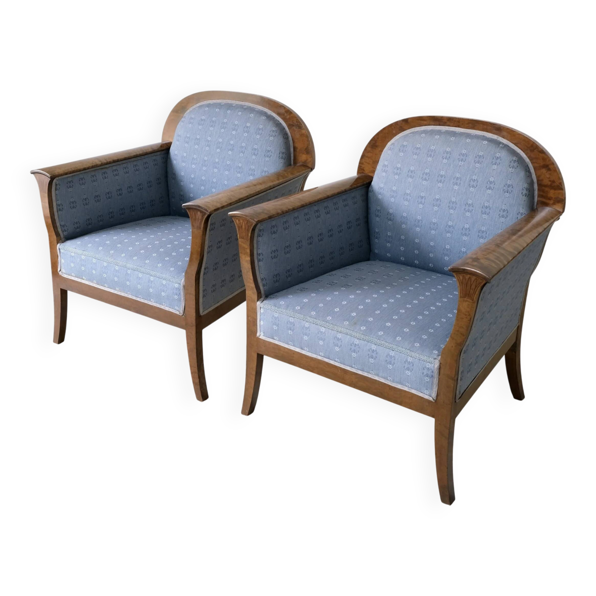 Chaises en satin de bouleau Biedermeier | Suède | ensemble de 2