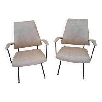 Pair of vintage hairdresser chairs from the 1950s, Barbier design