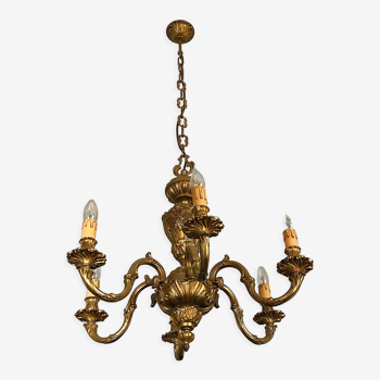 French antique bronze chandelier, style Louis XVI