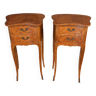 Pair of bedside tables in rosewood marquetry mid-XXth 2 drawers