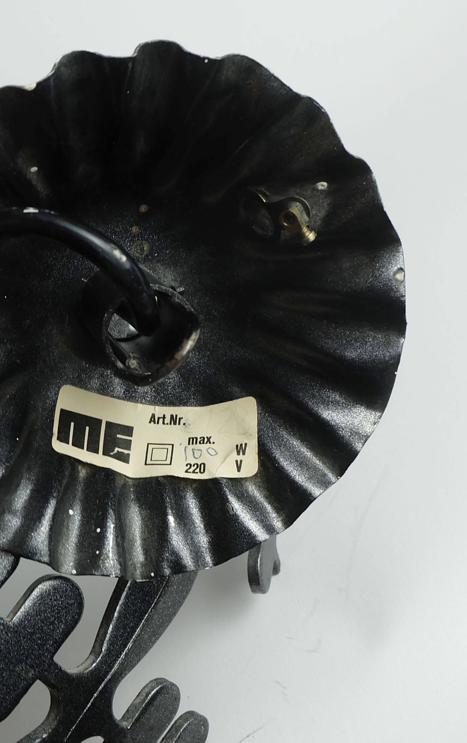 1970s Amber Glass Pendant Light with Iron Frame - 2 Available