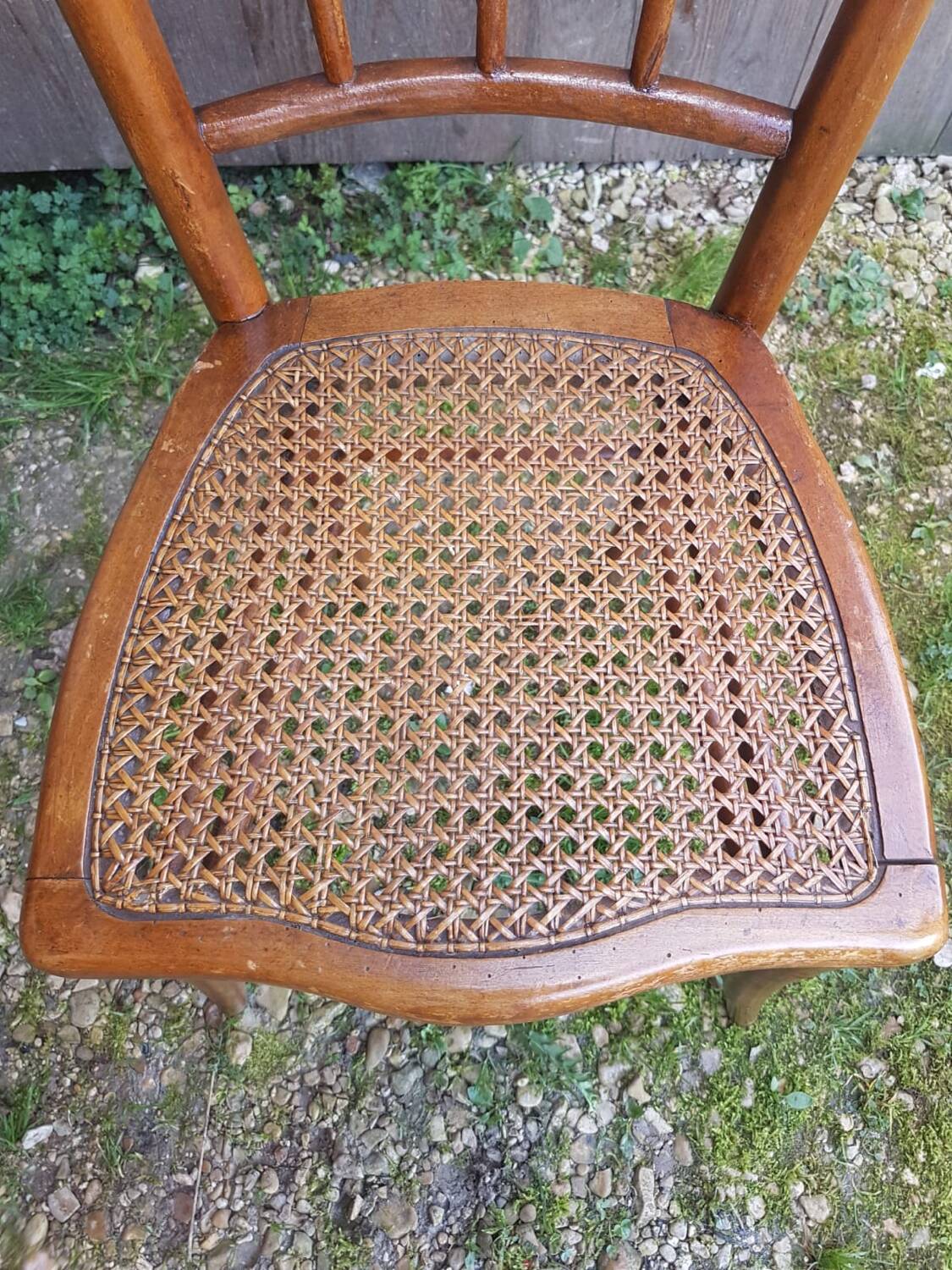 Old thonet style bistro chair turned wood + vintage cane seat