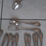 6 spoons & 6 silver metal forks, Ercuis