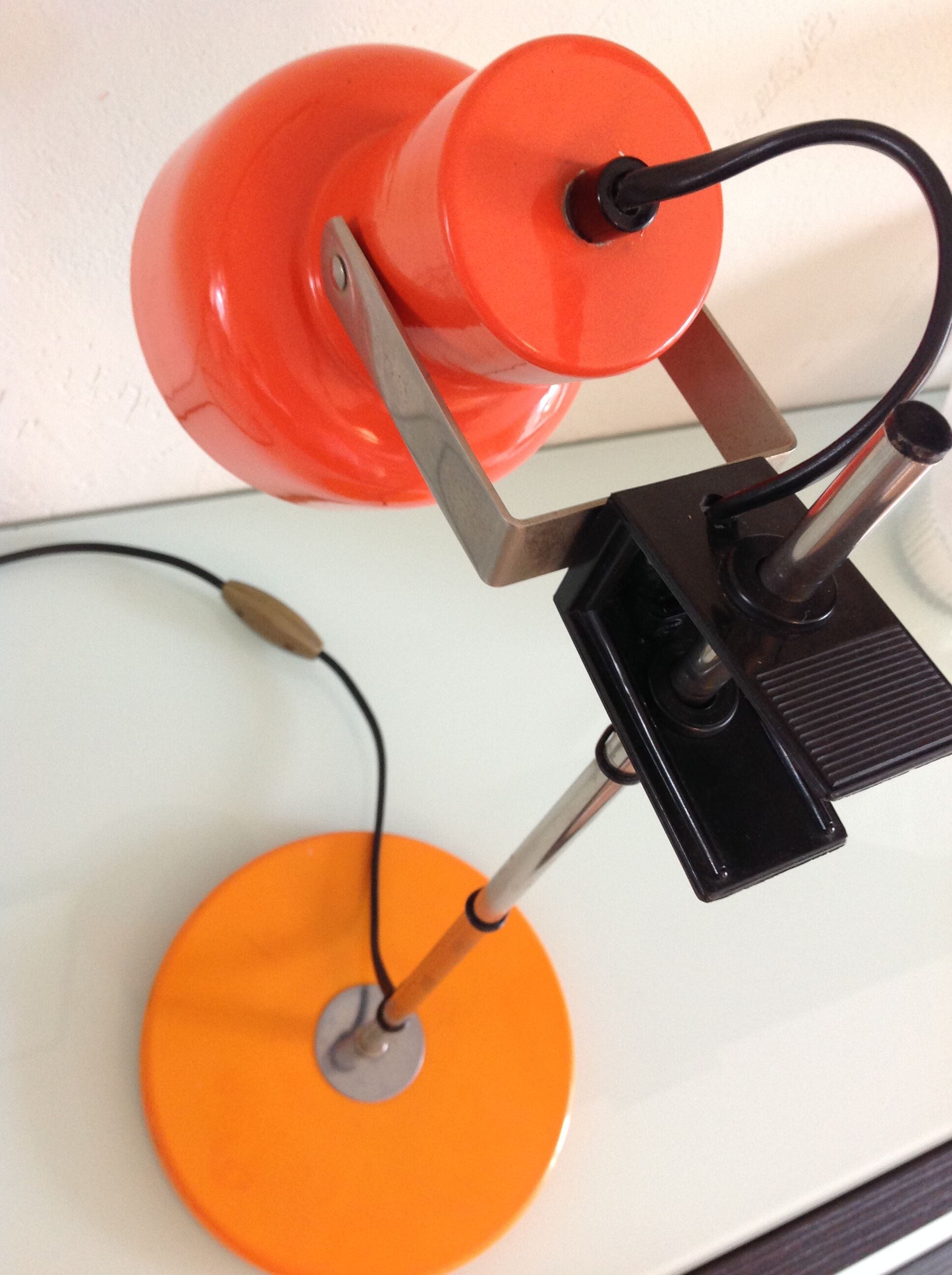 Sliding desk lamp orange vintage 70s