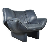 Leolux / vintage "tango" armchair in blue leather / jan armgardt / 1980s netherlands