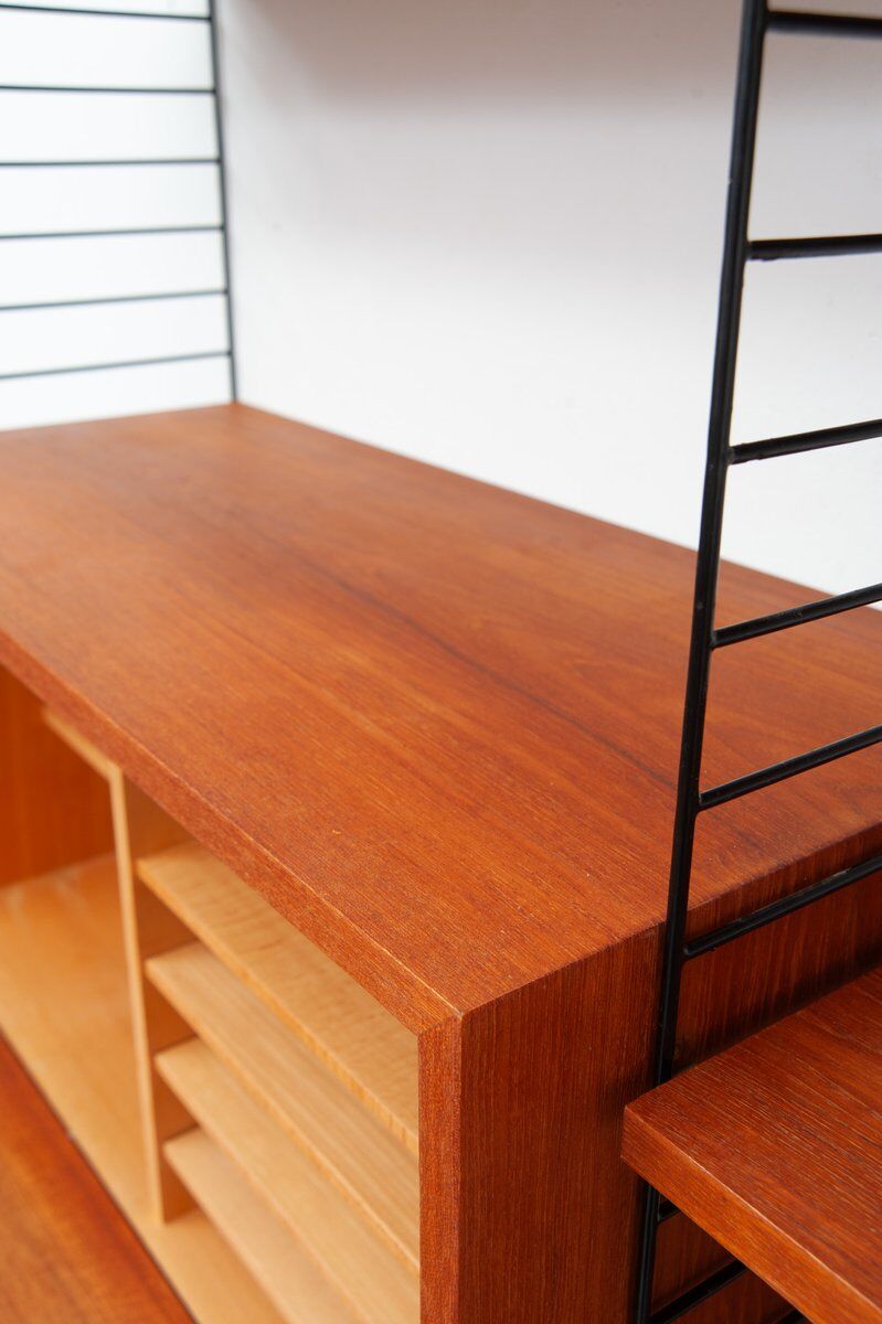 String teak wall shelf by Kajsa & Nisse Strinning, 1950s