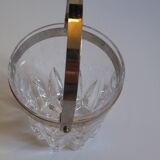 Ice cube bucket made of cast glass and silver plated metal