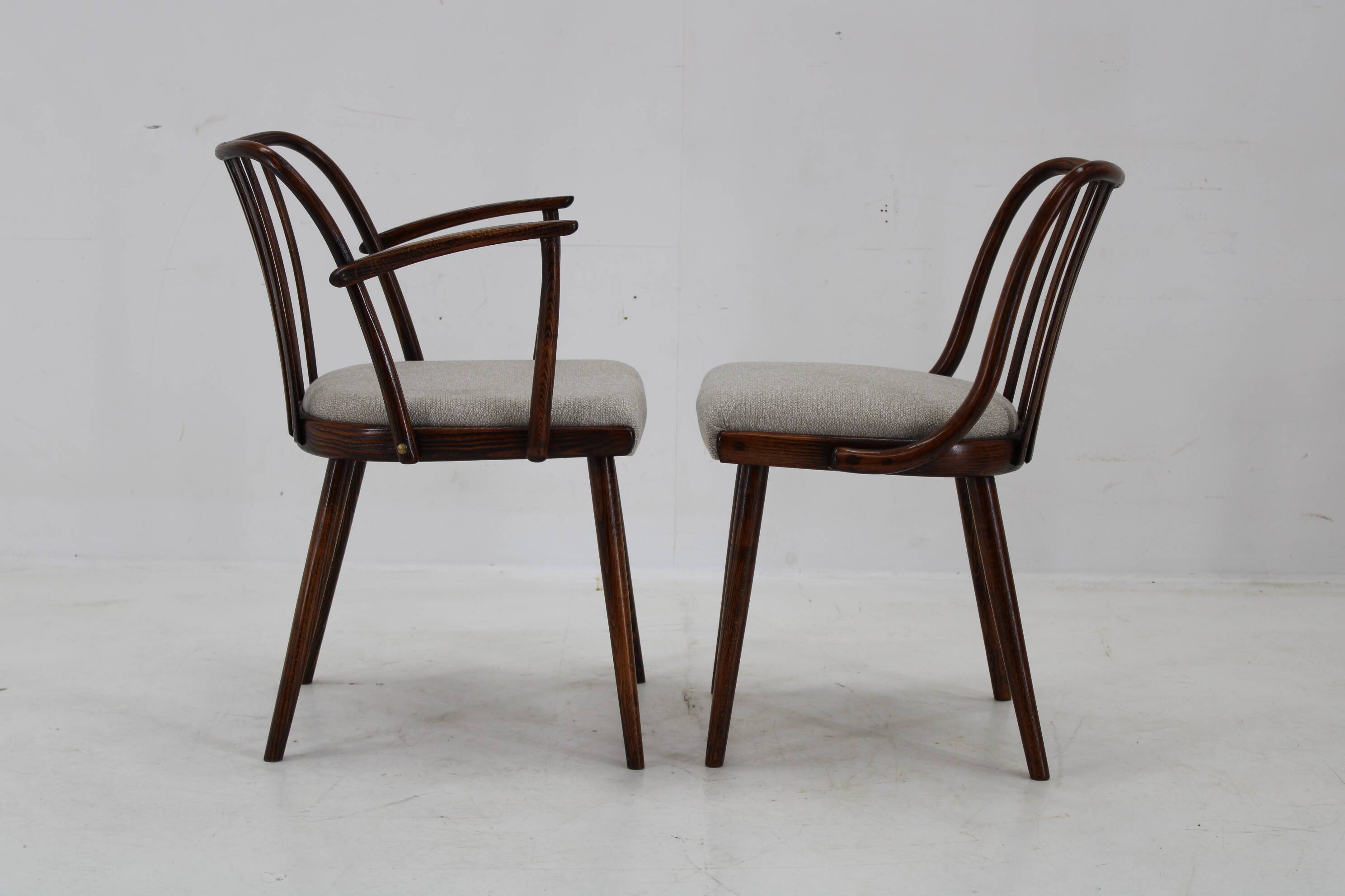 1960s Antonin Suman Set of Six Beech Dining Chairs, Restored