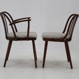 1960s Antonin Suman Set of Six Beech Dining Chairs, Restored