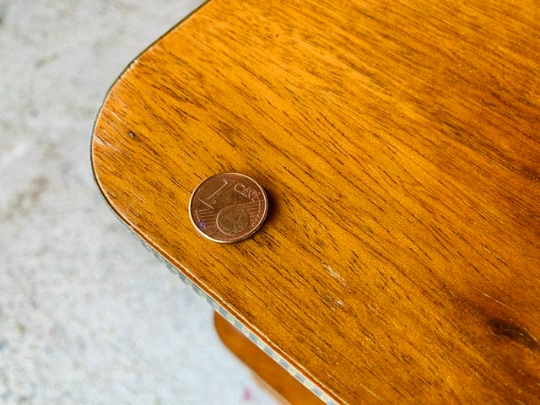 Three-shelf side table in teak and brass 60/70s