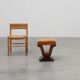 Art Deco Walnut Stool with Original Fabric, Italy 1920s