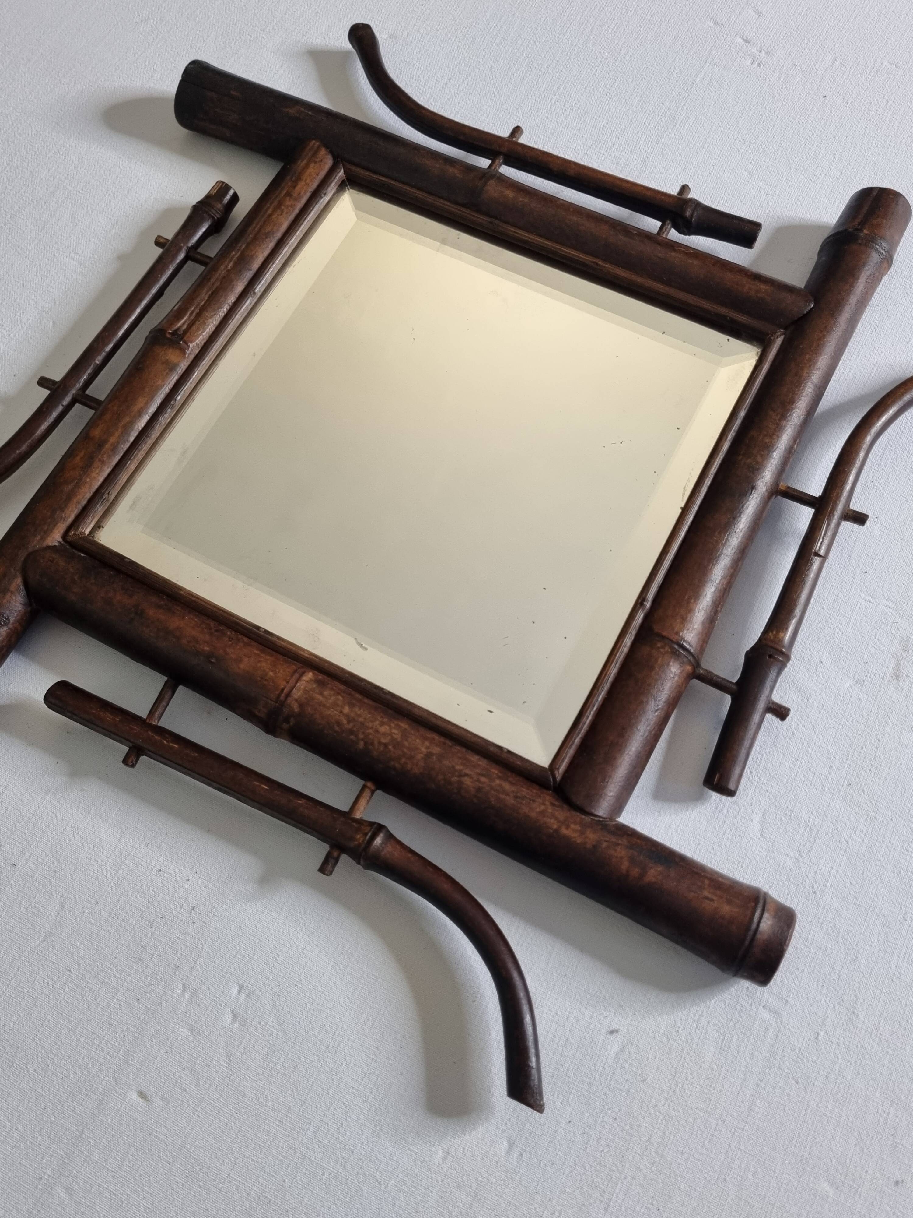 Bamboo wall mirror, Japanese style, late 19th century, 40 cm