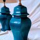 2 blue crackle ceramic desk lamp bases, 1950s