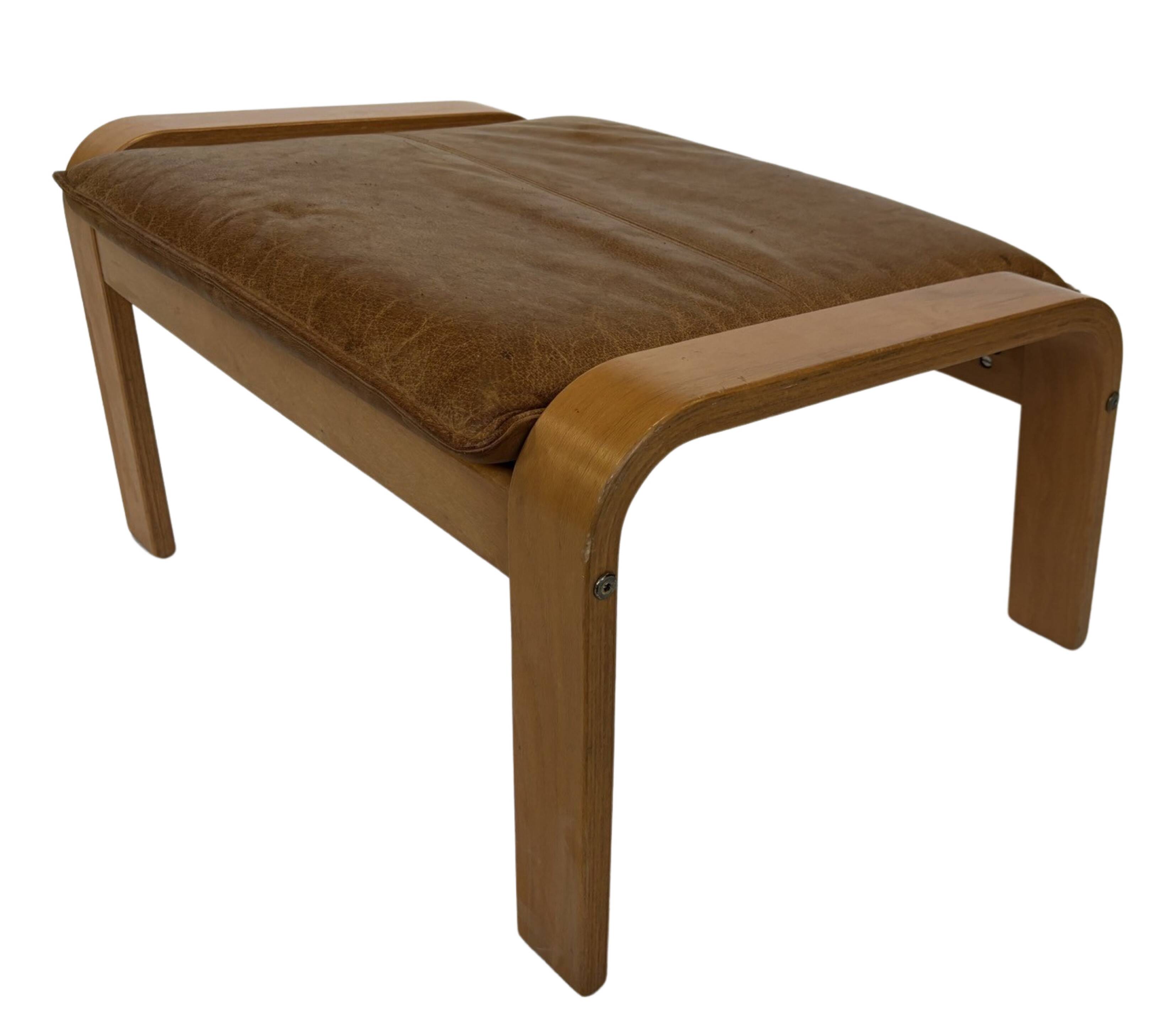Vintage ikea poang tan cuir cantilever repose-pieds ottoman design