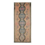 Vintage Turkish Oushak Handmade Cotton Orange Wool Kilim Runner Rug 170x404