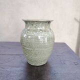 Green/pink speckled ceramic vase