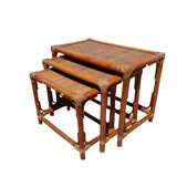 Boho Chic Style Bamboo and Wicker Nesting Tables